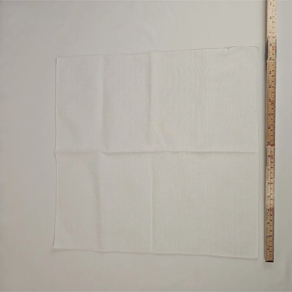 Set of 10 White Cloth Dinner Napkins Jacquard Check Pattern Table Linens